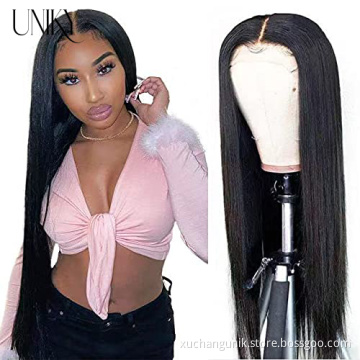 Uniky New Arrival Human Hair Straight Wave Lace Closure Wig 100% Unprocessed Raw Brazilian Virgin Cuticle Aligned Human Hair Wig
